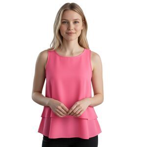 Everly Hot Pink Layered Flowy Tank Blouse